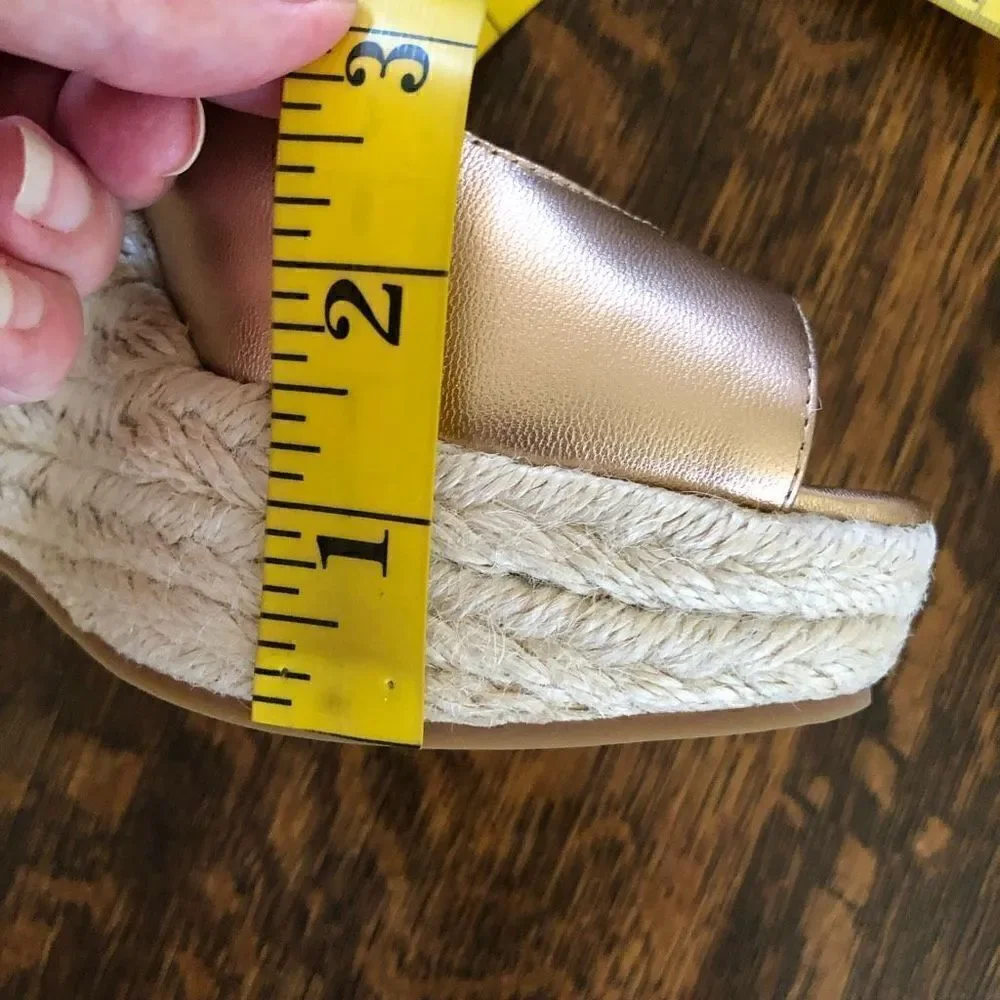 NEW Footcandy Costa Rica Rose Gold Coastal, Y2K Slingback Peep Toe Wedge